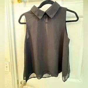 Women's Black Sleeveless Collared Camisole